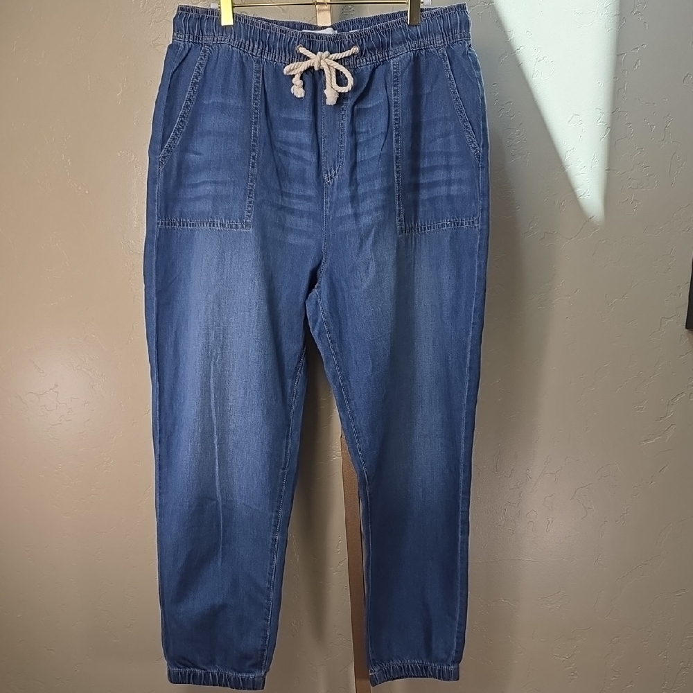RE Generation Celebrity Pink Drawstring‎ Waist Jasmine Denim Blue Jean Joggers L